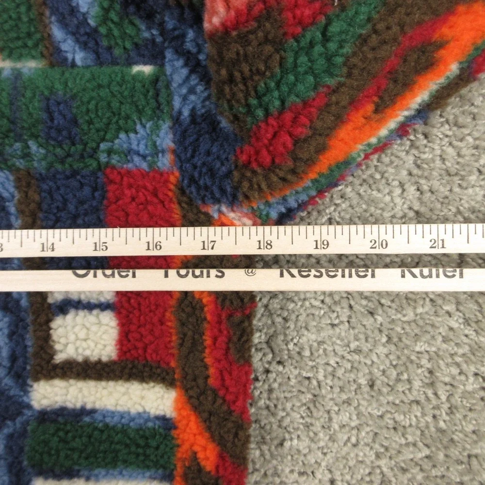Polo Country Ralph Lauren Jacket Boys Medium 10-12 Patchwork Print Teddy Fleece